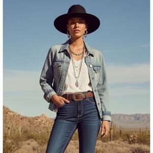 Distressed J.Crew Classic Denim Jean Jacket, Well Broken In, Oversized Size S